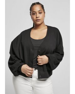 Women´s sweater // Urban classics Ladies Organic Oversized Short Terry Cardigan black