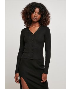 Women´s hoodie cardigan // Urban Classics Ladies Short Rib Knit Cardigan black