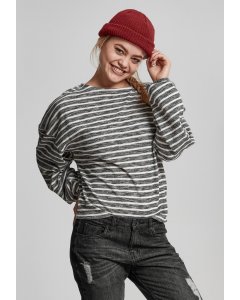 Women´s pullover // Urban classics Ladies Oversize Stripe Pullover black/white