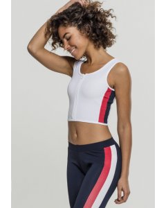 Women´s tank top  // Urban classics Ladies Side Stripe Cropped Zip Top white/firered/navy