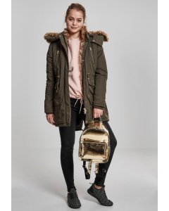 Women´s jacket // Urban classics Ladies Imitation Fur Parka dark olive