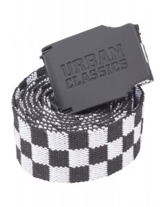 Men's belt // Urban classics UC Canvas Belt Checkerboard 150cm black/white