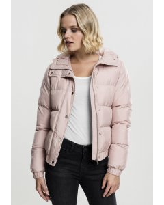 Women´s waist jacket // Urban classics Ladies Hooded Puffer Jacket lightrose