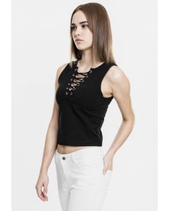 Women´s tank top  // Urban classics Ladies Lace Up Cropped Top black