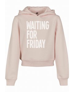 Kid`s hodie // Mister tee Kids Waiting For Friday Cropped Hoody pink
