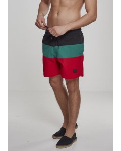 Swimsuit shorts // Urban Classics Color Block Swimshorts firered/black/green