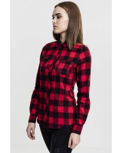 Women's shirt // Urban Classics Ladies Turnup Checked Flanell Shirt blk/red