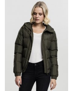 Women´s jacket // Urban classics Ladies Hooded Puffer Jacket dark olive