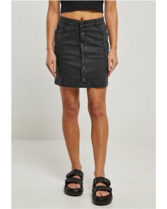 Urban Classics / Ladies Organic Stretch Button Denim Skirt black washed