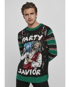 Men´s pullover  // Urban Classics Savior Christmas Sweater black/x-masgreen