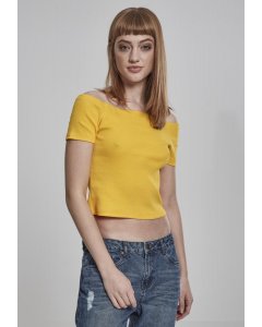 Women´s T-shirt waist  // Urban classics Ladies Off Shoulder Rib Tee chrome yellow