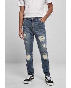 Men's jeans // Urban Classics Heavy Destroyed Slim Fit Jeans blue heavy destroyed washed