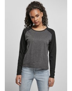 Women´s T-shirt long-sleeve // Urban classics Ladies Contrast Raglan Longsleeve charcoal/black