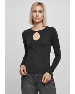 Women´s T-shirt long-sleeve // Urban Classics Ladies Organic Keyhole Longsleeve black