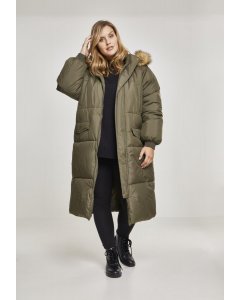 Women´s jacket // Urban Classics Ladies Oversize Faux Fur Puffer Coat darkolive/beige