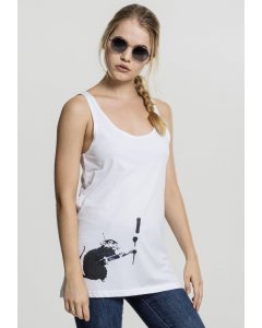 Women´s tank top  // Merchcode Ladies Banksy Painter Rat Tanktop white