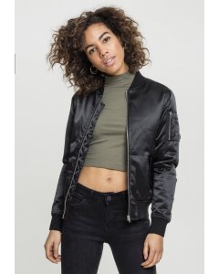 Women´s bomber jacket // Urban classics Ladies Satin Bomber Jacket black