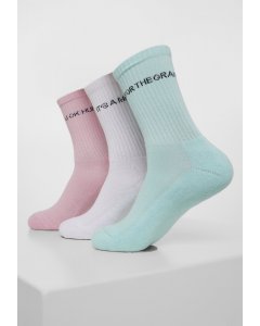 Socks // Urban classics Wording Socks 3-Pack mint/rose/white