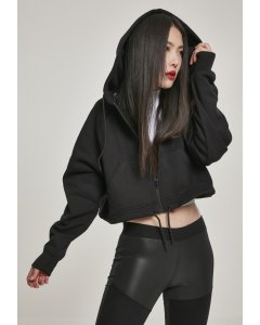 Women´s hoodie zipper // Urban classics Ladies Oversized Short Raglan Zip Hoody black