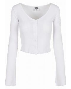 Women´s sweater // Urban classics Ladies Cropped Rib Cardigan white