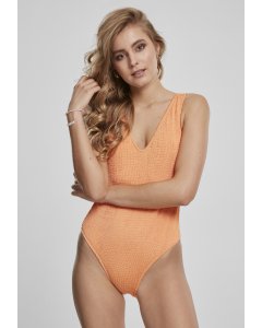 Swimwear for women  // Urban classics Ladies Crinkle High Leg Swimsuit papaya