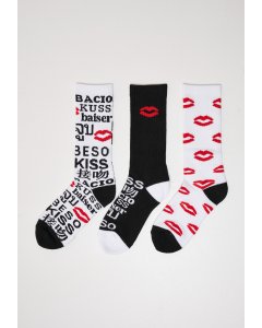 Socks // Mister tee Kiss Socks 3-Pack black/white/red