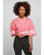 Women´s T-shirt short-sleeve // Starter Ladies Cropped Mesh Jersey pinkgrapefruit/white