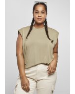 Women´s T-shirt long // Urban classics Ladies Modal Padded Shoulder Tank khaki