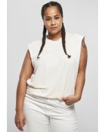 Women´s T-shirt long // Urban classics Ladies Modal Padded Shoulder Tank whitesand