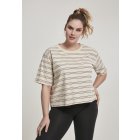 Women´s T-shirt waist  // Urban classics Ladies Short Multicolor Stripe Tee sand/black/white/firered