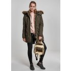 Women´s jacket // Urban classics Ladies Imitation Fur Parka dark olive