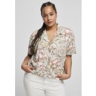 Women's shirt // Urban classics Ladies Viscose Resort Shirt lightblue hibiscus