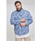 Men's Shirt // Urban Classics Printed Palm Denim Shirt light blue wash