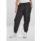 Trousers // Urban classics Ladies High Waist Crinkle Nylon Cargo Pants black