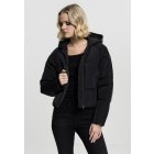 Women´s waist jacket // Urban classics Ladies Hooded Oversized Puffer Jacket black