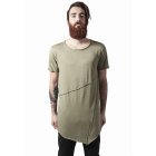 Men´s T-shirt short-sleeve // Urban Classics Long Open Edge Front Zip Tee lightolive