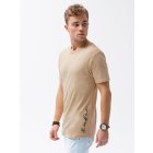 Men's printed t-shirt S1387 - beige