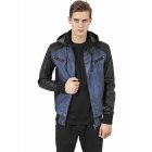 Men´s jacket // Urban Classics Hooded Denim Leather Jacket denim/black