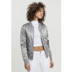Women´s bomber jacket // Urban classics Ladies Satin Bomber Jacket silver
