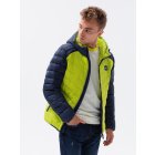 Men's mid-season quilted jacket C366 - green/navy