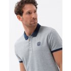 Men's polo shirt with contrasting elements - grey melange V1 S1634