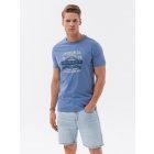 Men's printed cotton t-shirt - blue V3 OM-TSPT-0120