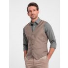 Men's suit vest without lapels - beige V2 OM-BLZV-0112