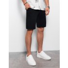 Men's knit shorts with decorative elastic waistband - black V2 OM-SRCS-0110