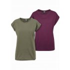 Urban Classics /adies Extended Shoulder Tee 2-Pack olive/cherry