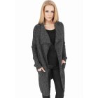 Women´s hoodie cardigan // Urban classics Ladies Knitted Long Cape charcoal