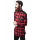 Men's Shirt // Urban classics Side Zip Leather Shoulder Flanell Shirt blk/red