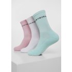 Socks // Urban classics Wording Socks 3-Pack mint/rose/white