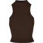 Urban Classics / Ladies Short Rib Knit Turtleneck Top brown