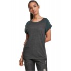 Women´s T-shirt short-sleeve // Urban Classics Ladies Contrast Raglan Tee charcoal/bottlegreen